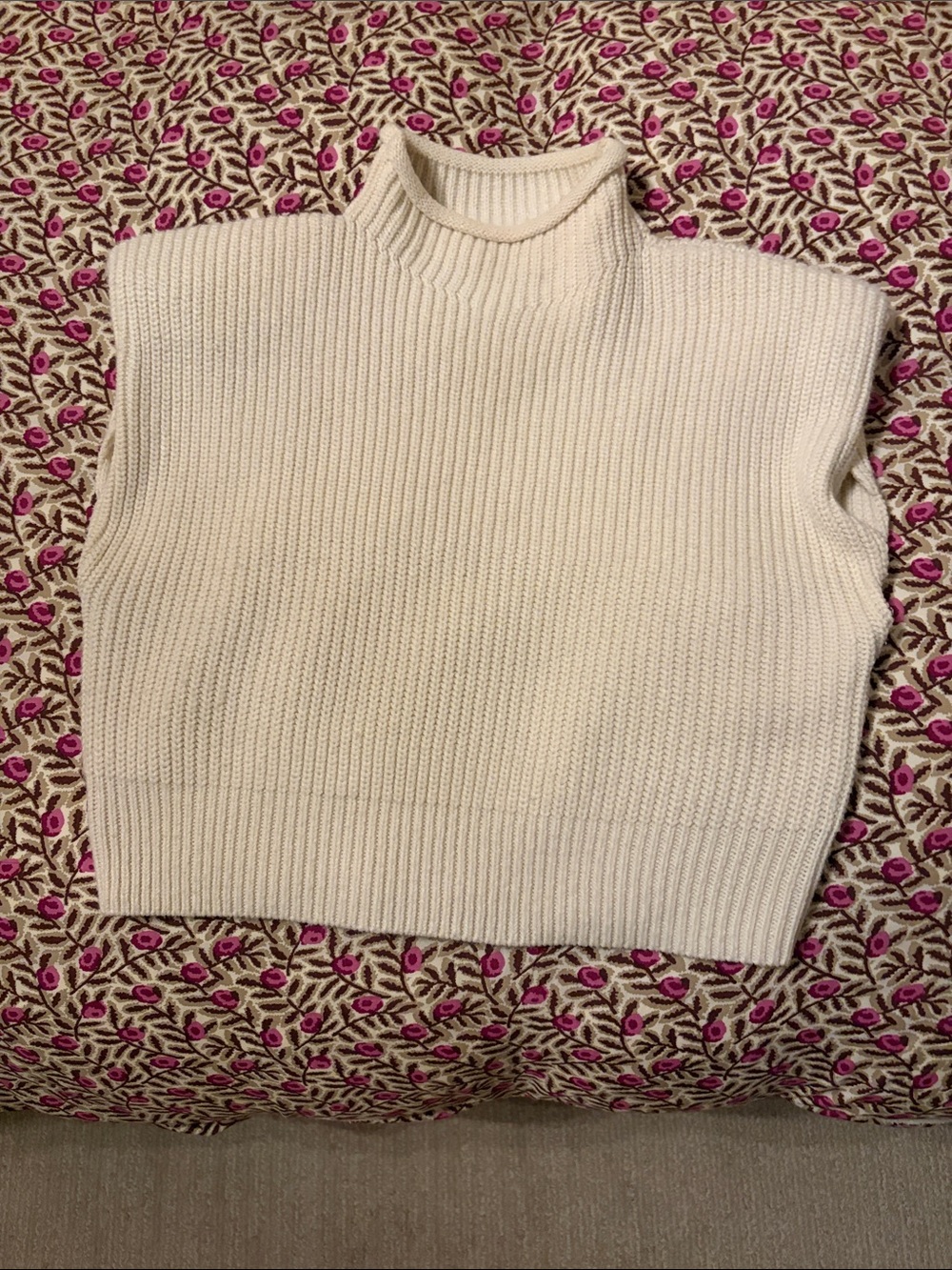 Women's Cream Mock Neck Sweater Vest